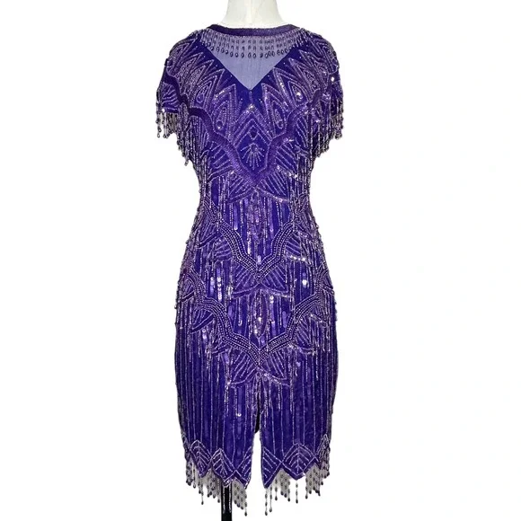 green emerald velvet dress Tassel Flapper Dress – 1920s Inspired Party Dress with Feather & Sequi main image 1